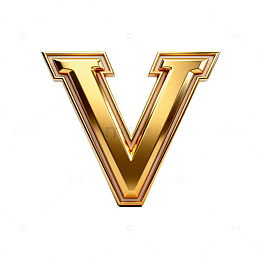 金色字母V艺术字体设计
