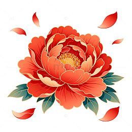 传统牡丹花矢量插画