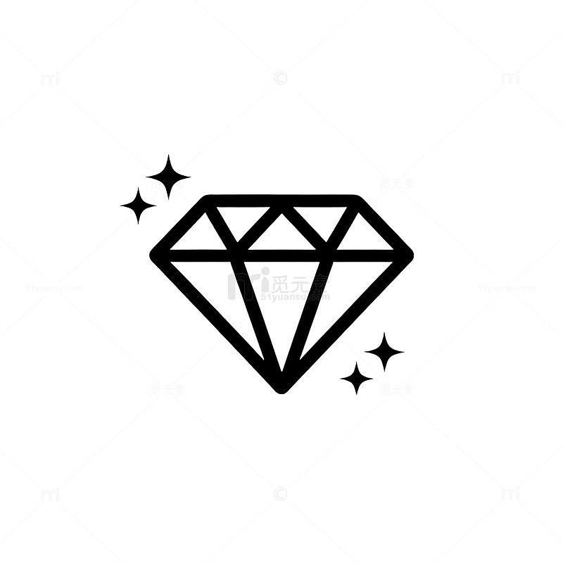 简约钻石线条图标设计素材