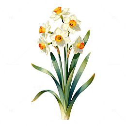 水彩风水仙花插画素材