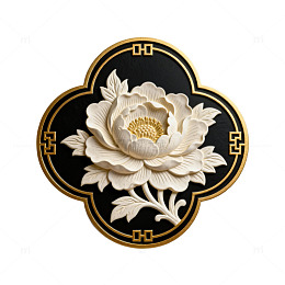 金色牡丹浮雕装饰图案