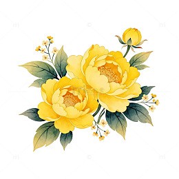 黄色牡丹花卉图案设计素材