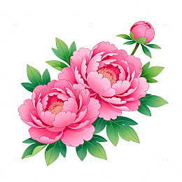 牡丹花艺术插画