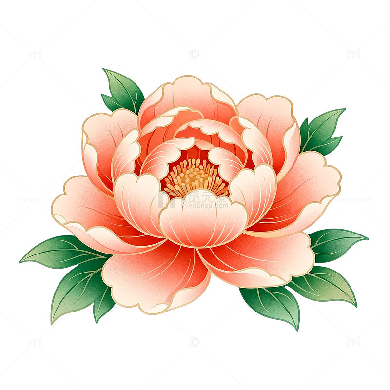 牡丹花卉图案设计素材