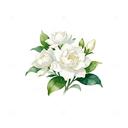 水彩栀子花绘画素材