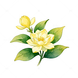 水彩风格黄色花卉插图