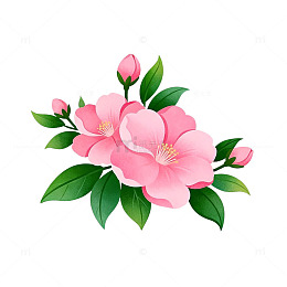 粉色花卉插图设计元素