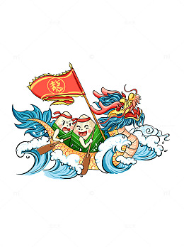 端午节粽子划龙舟插画传统节庆元素