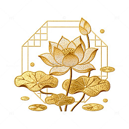 金色莲花装饰图案