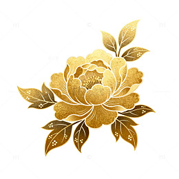 金色牡丹图案设计素材