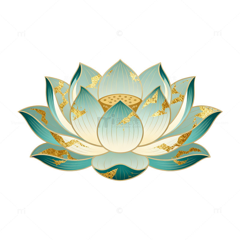 金色莲花装饰图案设计素材