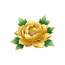 金色牡丹花图案设计元素