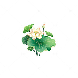 水墨荷花淡雅图案设计素材