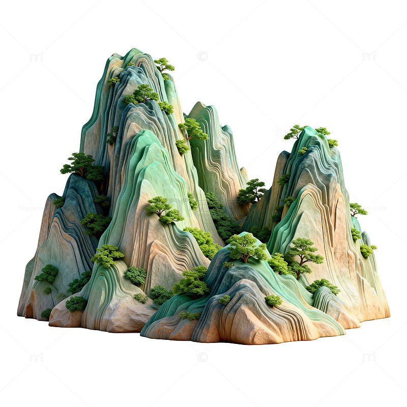 山水风景立体模型设计素材