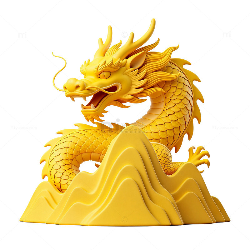 金黄中国龙雕塑艺术素材
