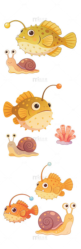 海洋生物卡通扁平