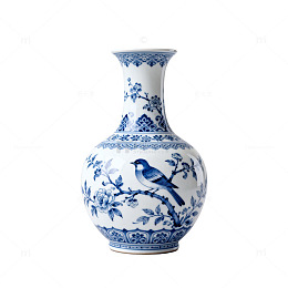青花瓷传统图案花瓶装饰