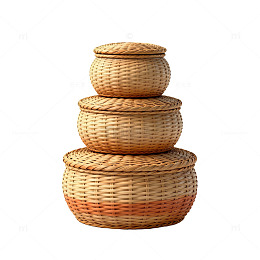 竹编储物罐套装