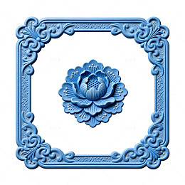 蓝色花纹装饰框图案