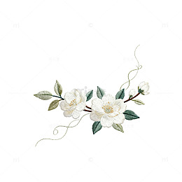 刺绣风格白色花朵装饰图案