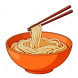 卡通面条美食插画