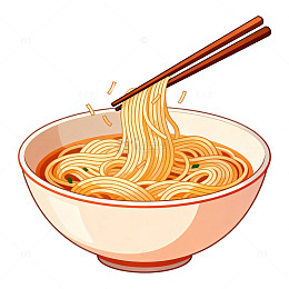 卡通面条插画设计素材