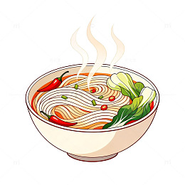 卡通风格热汤面插画