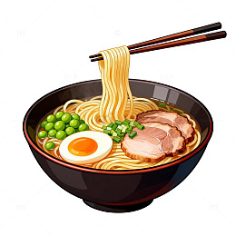 日式拉面美食插画图片