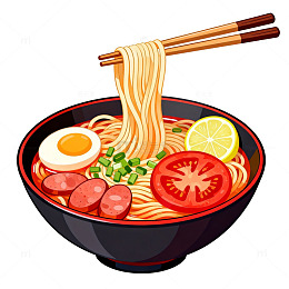 卡通拉面美食插画