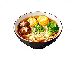 卡通风格面条美食插画