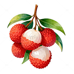 荔枝插画水果手绘设计素材