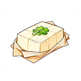卡通豆腐食材插画