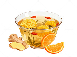 菊花枸杞茶插画