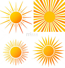 夏日 太阳 放射光芒 质感 简约 元素