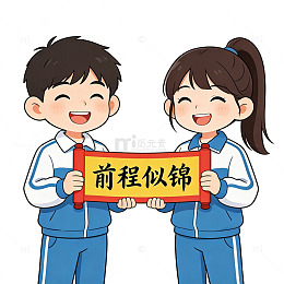 卡通学生前程似锦海报