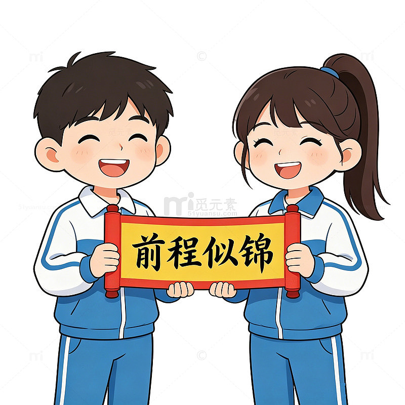卡通学生前程似锦海报