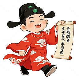 卡通汉服少年金榜题名插画