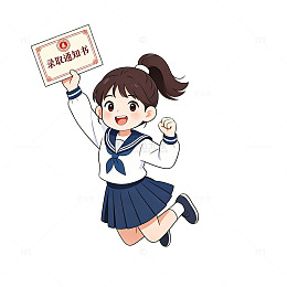动漫少女录取通知书卡通插画