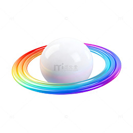 彩虹环绕白球抽象艺术图