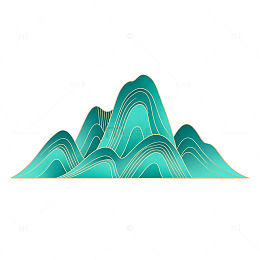 青绿山水抽象矢量图案