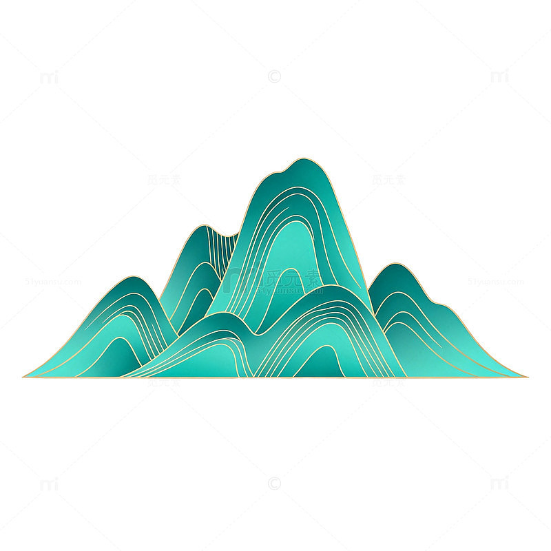 青绿山水抽象矢量图案