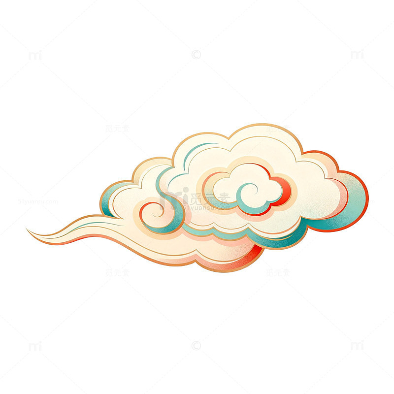 彩绘中国风云纹图案设计元素