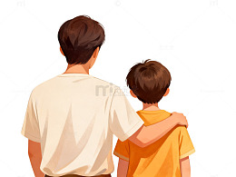 温馨父子背影插画素材