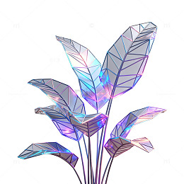 低多边形植物装饰图案