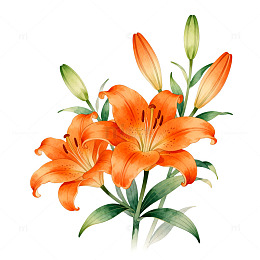 水彩百合花插画