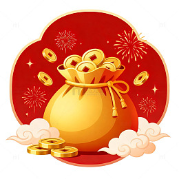 喜庆金袋金币插画