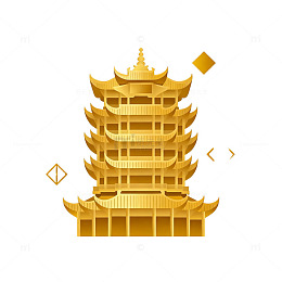 金色传统中国建筑矢量图案