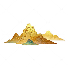 金色山水画传统艺术矢量图