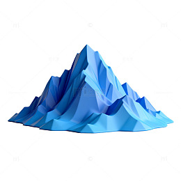 蓝色抽象山峰立体模型