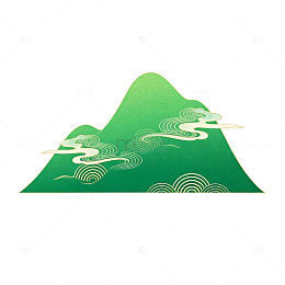 中国风山水画元素矢量插画